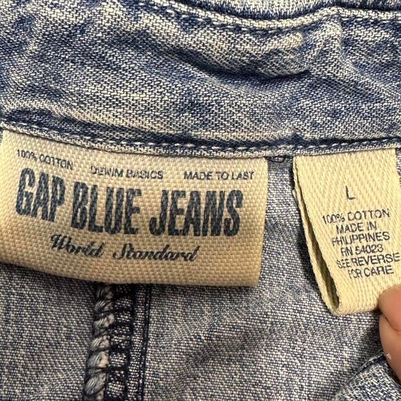 GAP Blue Jeans Vintage 100% Cotton Perfect Staple Piece Denim Top Size L - Picture 7 of 7